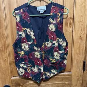 Carolina Colours Floral Vest‎ - Vintage Style Size Small